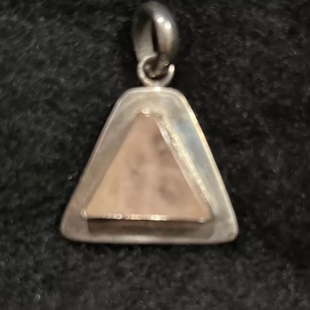 Sterling silver 925 triangle slider / charm with rose quartz gemstone
